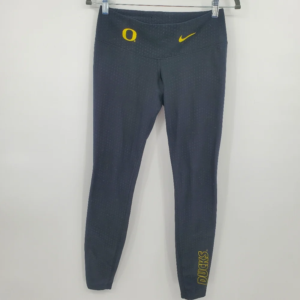 Nike Oregon Ducks Power Dri-fit Athletic Leggings Size Small Black Yellow